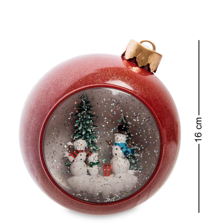 Новогодний светильник с музыкой и поддувкой снега "Ёлочный шар", 16см (два вида)