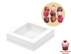Коробка для клубники в шоколаде Белая 15х15х4 см