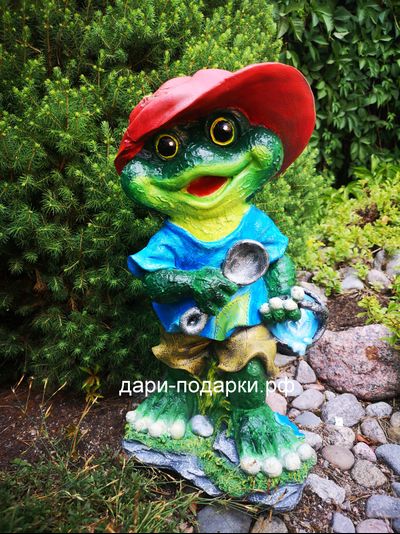 Лягушка с ложкой - загребушкой - все деньги в дом !!! 50*28см   3,2кг   полистоун Россия 3259/011279-1**