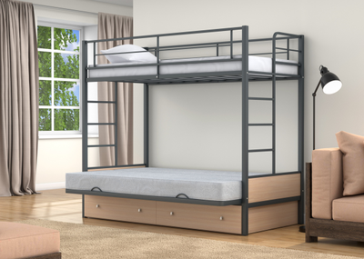 Двухъярусная кровать-диван Дакар 1 Серый (вставки Дуб молочный) фото 6