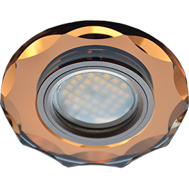 Светильник встраиваемый Ecola DL1653 MR16 GU5.3 стекло с вогнутыми гранями Янтарь/Черненая медь 25x90 FA1653EFF