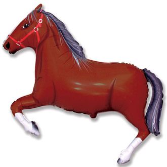 Фольгированная фигура с гелием "Лошадка коричневая"