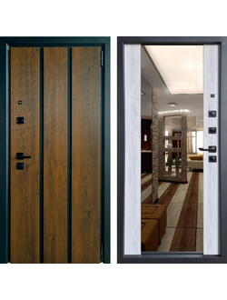 STEEL ART (СТИЛ АРТ) МЕЛИТОПОЛЬ. МОДЕЛЬ 277. ОЦИНКОВАННЫЙ СТАЛЬНОЙ ЛИСТ + ДЕКОРАТИВНОЕ ПОКРЫТИЕ, цвет ОРЕХ ГРЕЦКИЙ/ ЗЕРКАЛО.