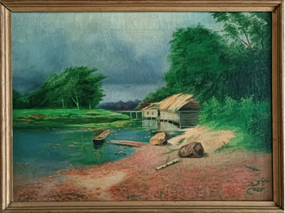 "Мальчик с голубем" холст масло 1954 год