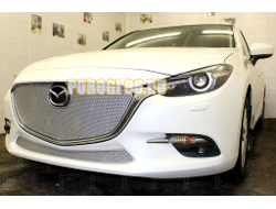 Защита радиатора Mazda 3 2016-2019 chrome верх (без рамки) PREMIUM
