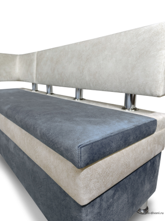 Кухонный угловой диван "Форум-4", Серый/Слоновая кость Левый