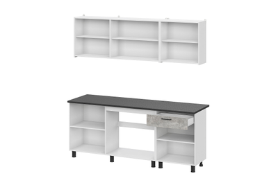 КГ-9 (2000) Белый/Цемент тёмный/Цемент светлый/Чёрный кухонный гарнитур