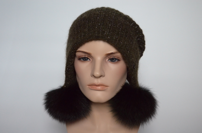 Вицио Италия женская шапка ушанка с помпонами Vizio 6908