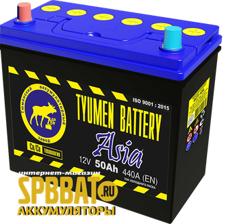 Аккумулятор Тюмень Азия 50 Ач ток 440А (TYUMEN BATTERY Asia) 6СТ-50L (Ca/Ca) П/П (236x128x220) прямая полярность + -