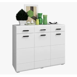 НЭНСИ New Комод 3дв+3ящ (1200*980*432мм), Белый глянец холодный/белый
