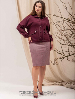 Модель: 6921.Костюм 2-ка: жакет бордового цвета и юбка.