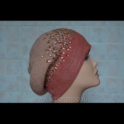 Берет с камнями Vizio Италия 5561 розовый