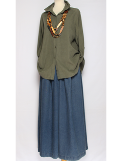 Рубашка вельветовая "Укороченная защип сзади" хаки р.46-54