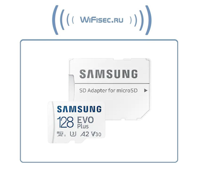 Карта памяти microSDXC UHS-I U3 Samsung EVO PLUS 128 ГБ, 130 МБ/с, Class 10, + переходник SD