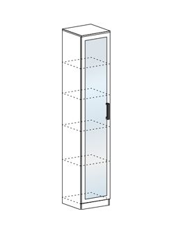 гостиная ИТАЛИЯ пенал с полками стекло (400х475х1900)