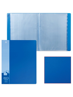 Папка 60 вкладышей БЮРОКРАТ, синяя, 0,7 мм, BPV60blue