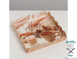 Коробка для кондитерских изделий с PVC крышкой «Уютный вечер», 18 × 18 × 3 см