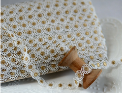 КРУЖЕВНАЯ ЛЕНТА, 1.3 СМ. АРТ. К-0005, 1 МЕТР. ЦВЕТ: Белый/золотистый