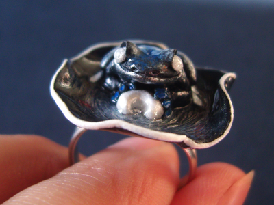 Мистическое кольцо с лягушкой "Лунная принцесса"