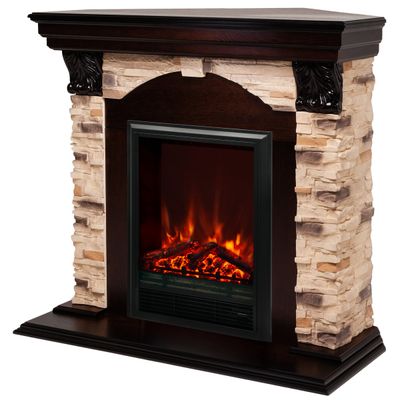 Угловой электрокамин Dublin Rock AO с очагом Eugene