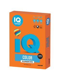 Бумага цветная IQ color, А4, 120 г/м2, 250 л., интенсив, оранжевая, OR43
