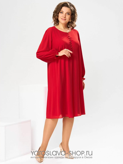 Женское шифоновое платье  в ярко-красном цвете