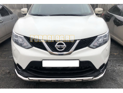 Защита переднего бампера двойная с перемычками d60/42 Nissan Qashqai 2014-2019