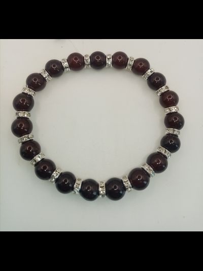 Браслет янтарь шары со стразами