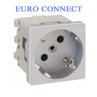 EURO розетка для модульного блока, серебристого цвета