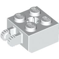 Hinge Brick 2 x 2 Locking with 2 Fingers Vertical and Axle Hole, 9 Teeth, White (40902 / 6249388)