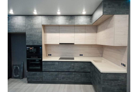 Кухня бетон с антресолями