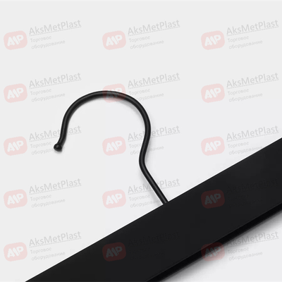 C320B Вешалка деревянная черная с зажимами и крючком L=320 мм