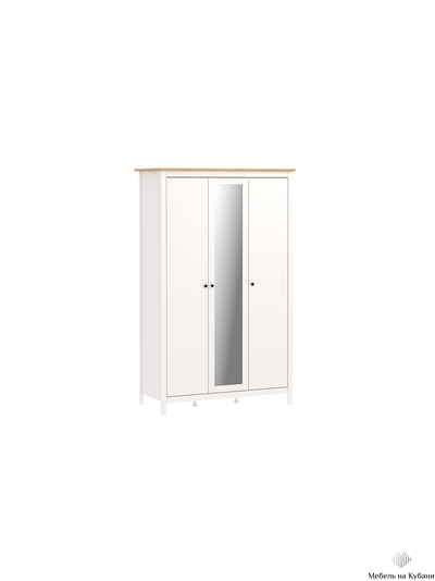 2.08.01.040.14 САГА шкаф 3 двери с зеркалом белый/ясень