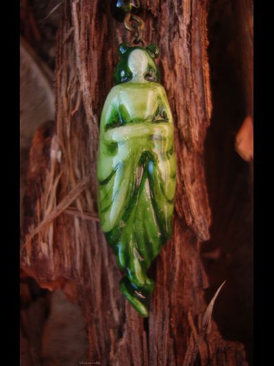 Комплект фарфоровых украшений "Нефритовый дух" (серьги и подвеска)