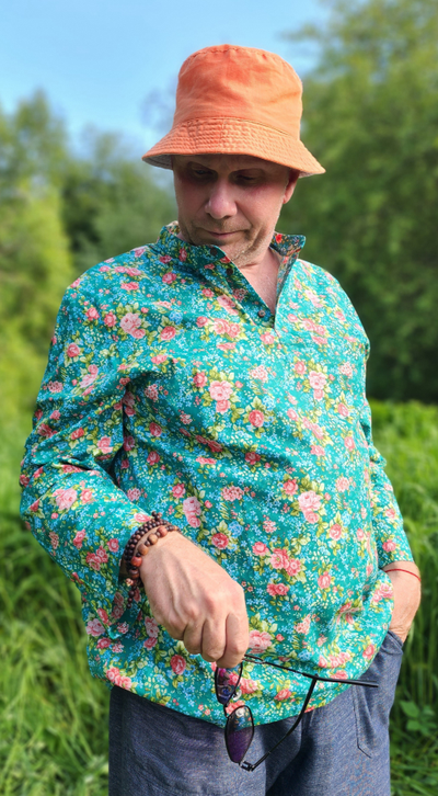 Русская рубашка "Сорочица"  мужская, с розами