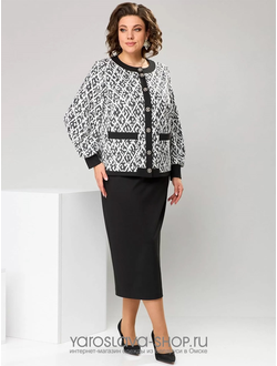 Модель: 2606.Стильный костюм в деловом стиле, состоящий из жакета и юбки