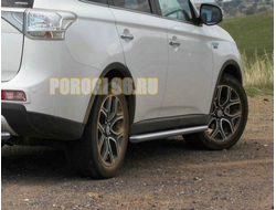 Защита порогов d57 короткая для  Mitsubishi Outlander 2018 - ... ( Митсубиси Аутлендер 2018)