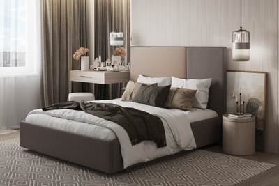 Кровать односпальная, двуспальная, MyCloud Джордан с подъемным механизмом, бельевым ящиком, мягкое квадратное изголовье