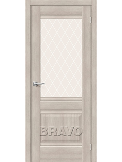 Межкомнатная дверь с экошпоном Прима-3 Cappuccino Veralinga/White Сrystal