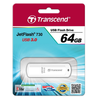 Флеш-память Transcend JetFlash 730, 64Gb, USB 3.1 G1, белый, TS64GJF730