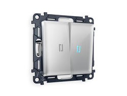 Выключатель 2-кл с подсветкой 10000K Серебро глянец - Ambrella Volt - ALFA