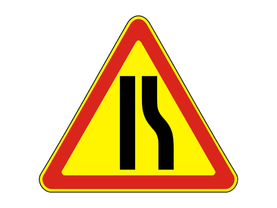 Знак дорожный 1.20.2 Сужение дороги (Временный)
