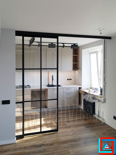 Перегородка-телескоп КАСКАД из 3-х створок вне створа проема