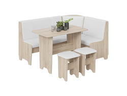 Кухонный уголок «Техас» Исп.1 Дуб Сонома/Экокожа белая