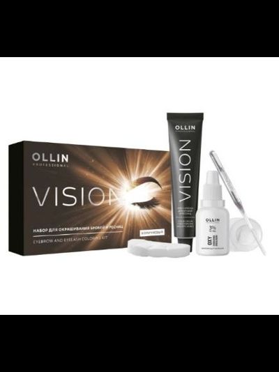 OLLIN Vision Набор для окрашивания бровей и ресниц КОРИЧНЕВЫЙ (Оллин Вижн)