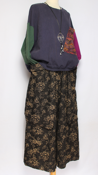 Джемпер ХЛОПОК "КАРМАН В ЦВЕТОЧЕК" синий до р.52