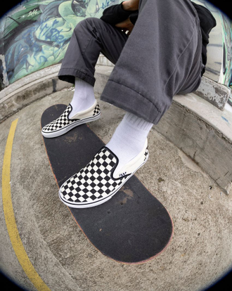 Кеды Vans Skate Slip-On Checkerboard Black Off