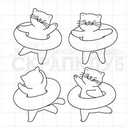 штамп котики в плавательных кругах