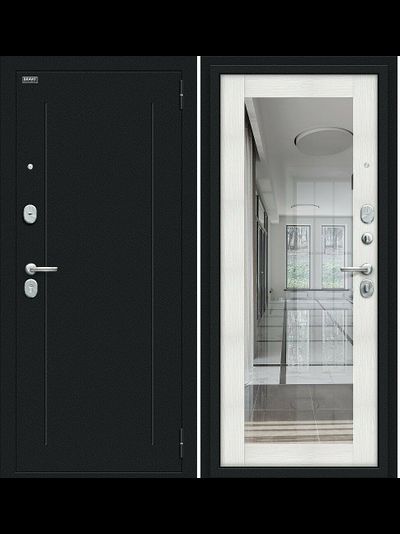 Дверь Входная "Флэш" Bianco Veralinga R/Букле черное