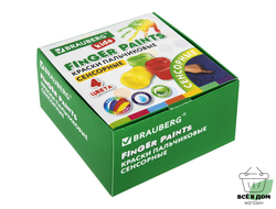 Краски пальчиковые сенсорные для малышей от 1 года, 4 цвета по 40 мл, BRAUBERG KIDS, 192280